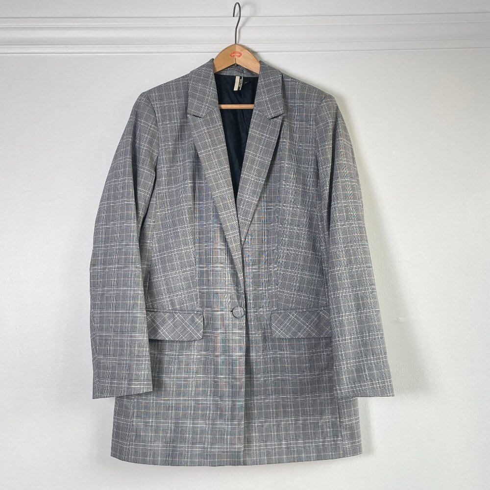 TOP SHOP Oversized Checked Black and White Blazer Size 36 EU - Picture 3 of 13